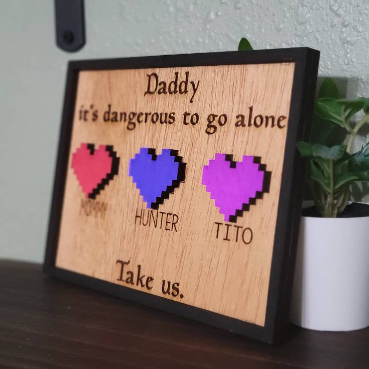 Personalized Wood Gamer Heart with Kids Names Frame