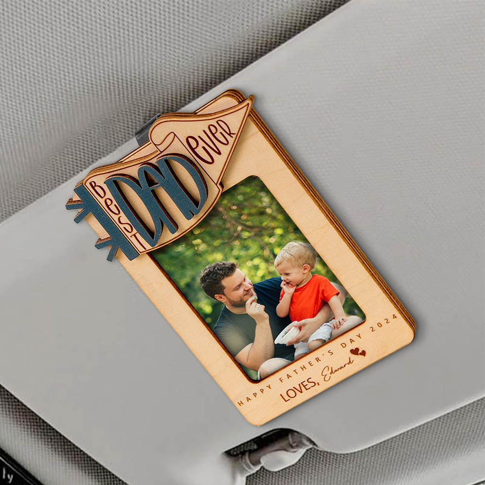 Dad/Grandpa/Papa Personalized Car Visor Clip Photo Frame Father's Day Gift