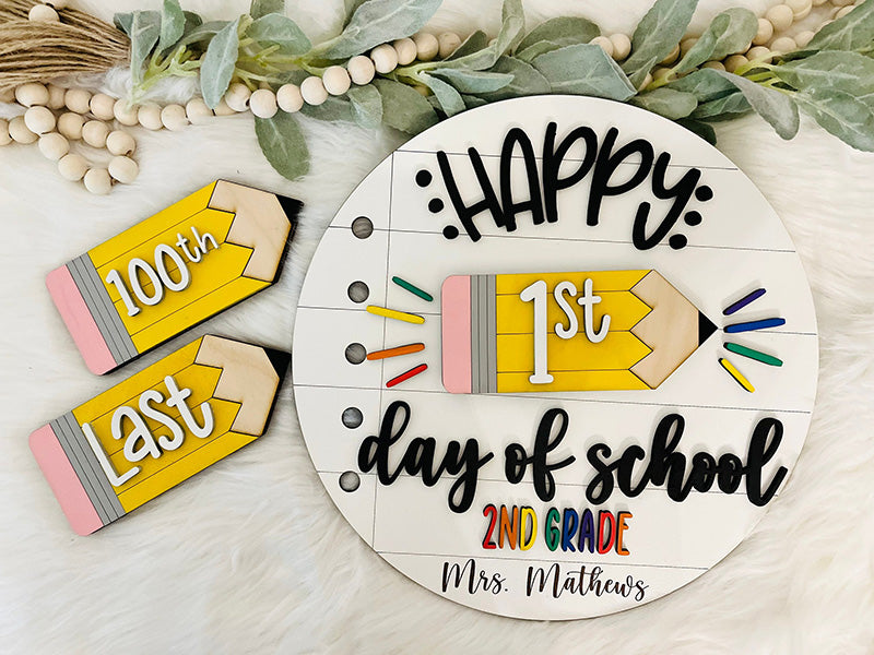 Interchangeable First Day of School Sign, 100th day of school School Sign, last day of school sign, teacher classroom sign, teacher gifts