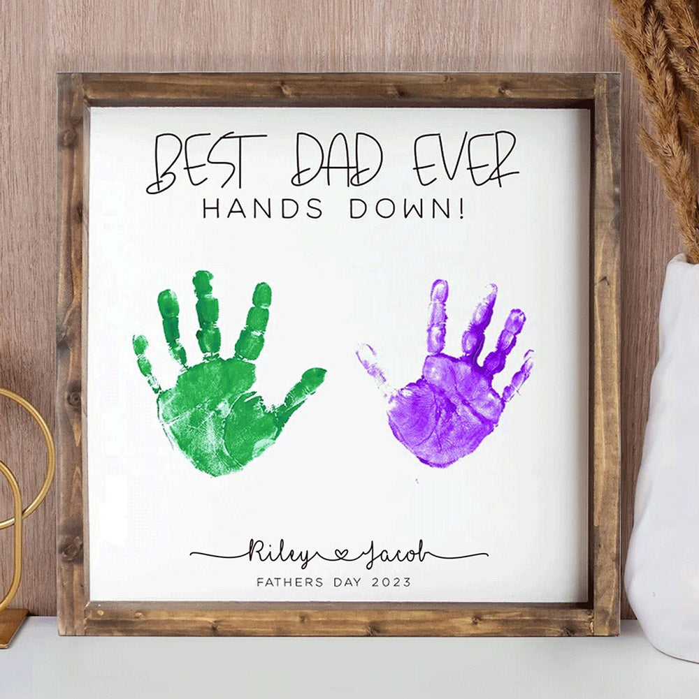 Custom Fathers Day Gift from Kids Best Daddy Hands Down Gift
