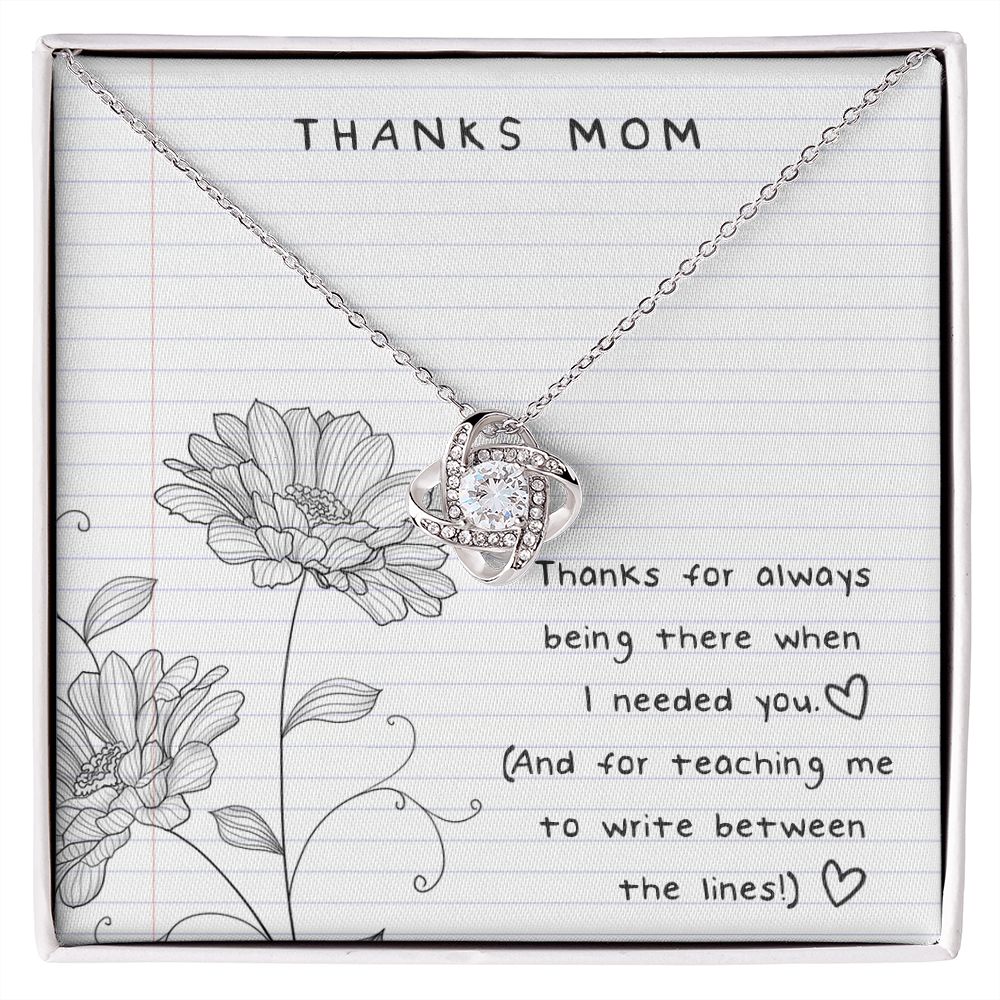 THANKS MOM BETWEEN THE LINES LOVE KNOT NECKLACE