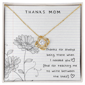 THANKS MOM BETWEEN THE LINES LOVE KNOT NECKLACE